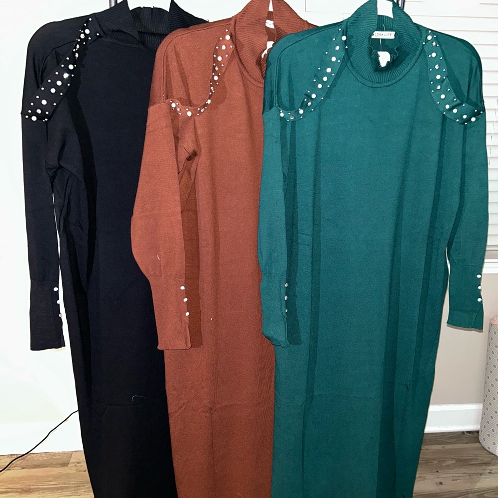 Elegant Knit Dress with Studded Details